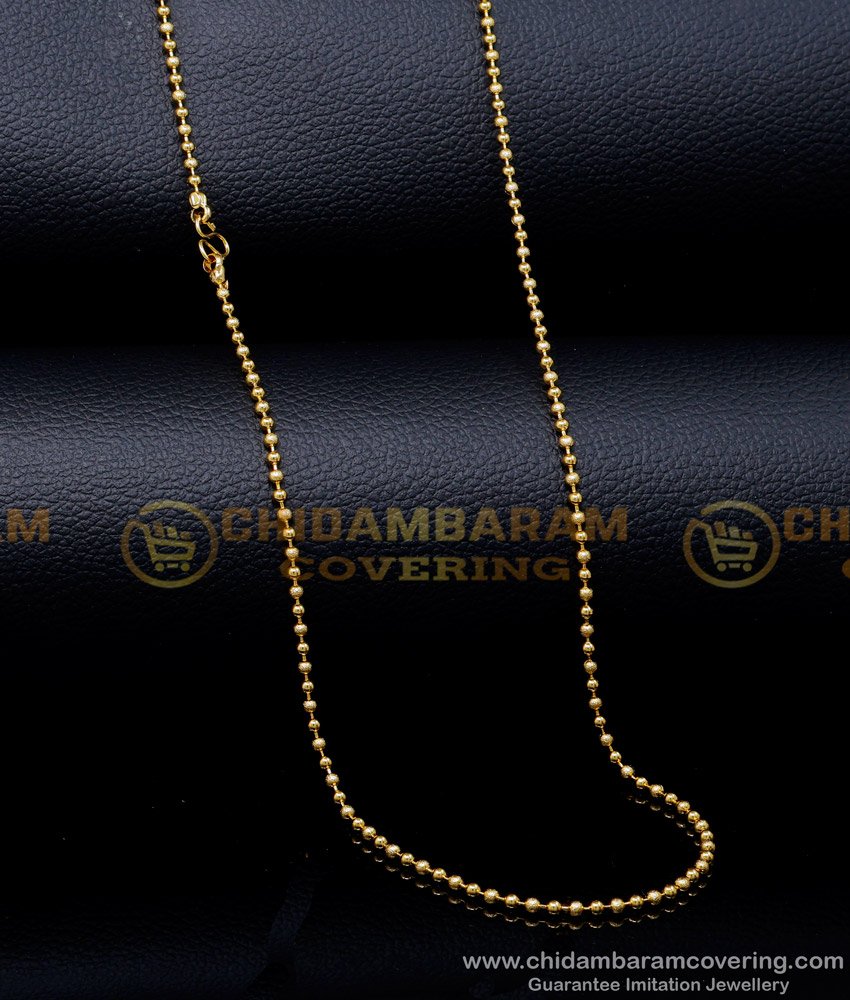 CHN337 - Simple Daily Wear Balls Design Gold Chain Models for Women