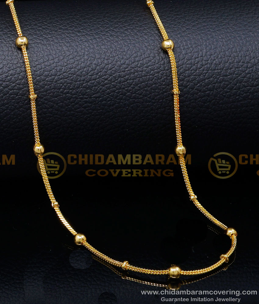 CHN340 - Shiny Attractive Balls Model Ladies Gold Chain Designs