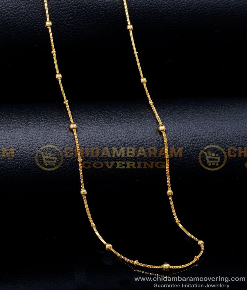 CHN340 - Shiny Attractive Balls Model Ladies Gold Chain Designs