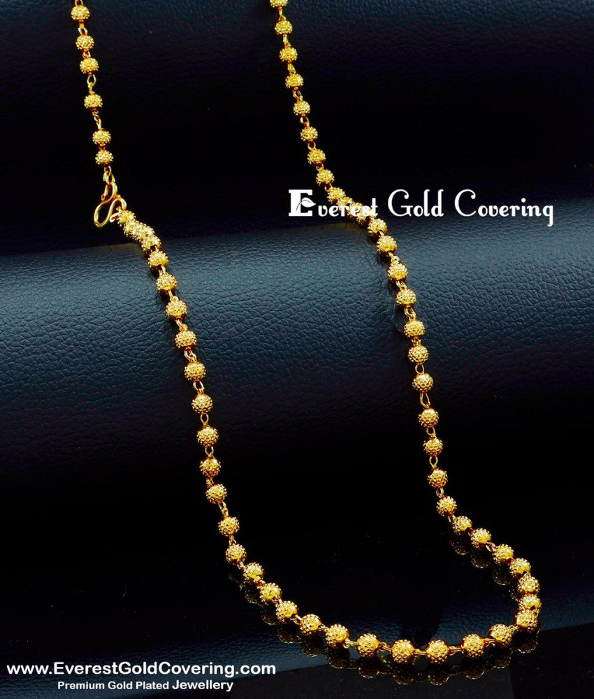 CHN349 -LG - 30 Inches Traditional Daily Use Gold Ball Chain Design for Ladies