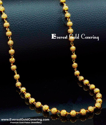 CHN349 -LG - 30 Inches Traditional Daily Use Gold Ball Chain Design for Ladies