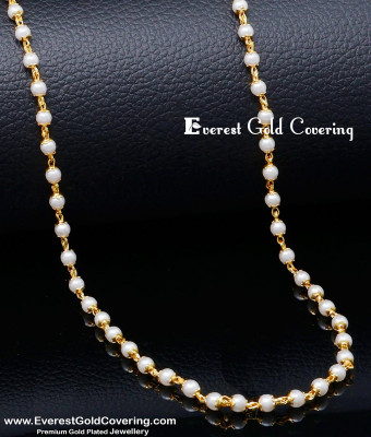 CHN352 - Trendy Daily Use Gold Plated Muthu Mani Mala Designs