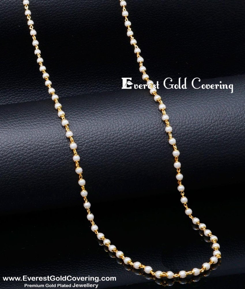 CHN352 - Trendy Daily Use Gold Plated Muthu Mani Mala Designs