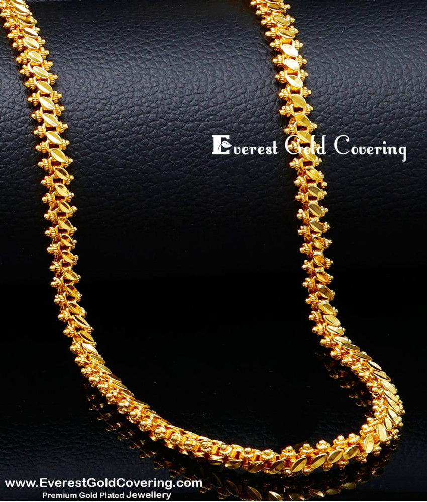 CHN355 - Leaf Cutting Gold Plated Gold Chain Designs for Men