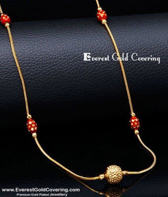 CHN363 - Trendy Gold Plated Lightweight Thin Coral Chain Design