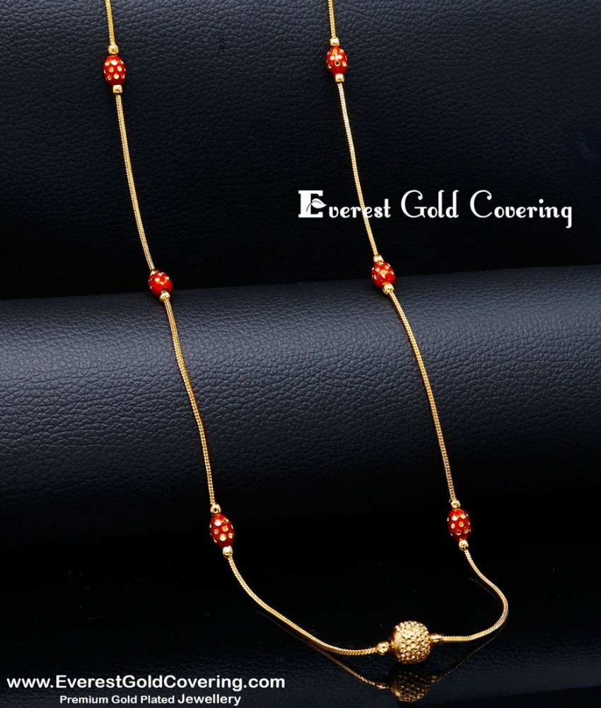 CHN363 - Trendy Gold Plated Lightweight Thin Coral Chain Design