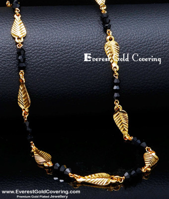CHN366 - New Black Crystal Long Chain Online Chain Shopping India