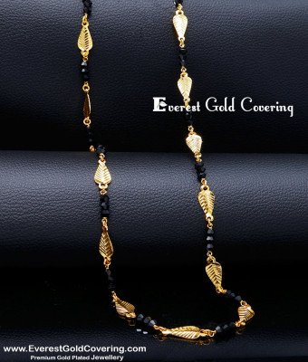 CHN366 - New Black Crystal Long Chain Online Chain Shopping India
