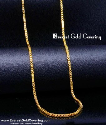 CHN373-LG - 30 Inch Latest Box Model 1 Gram Gold Plated Chain Daily Use