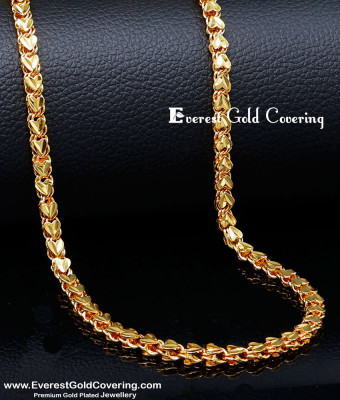 CHN381 - Buy Heart Design Gold Plated Chain with Guarantee Online
