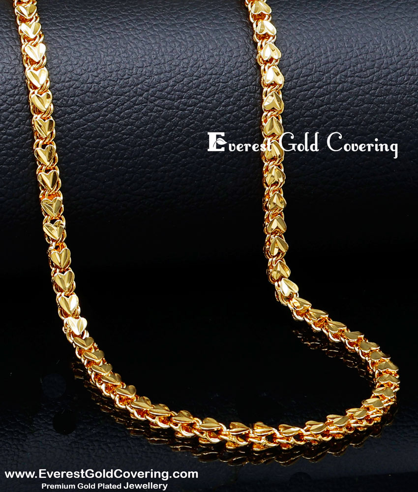 CHN381 -XLG - 36 Buy Heart Design Gold Plated Chain with Guarantee Online