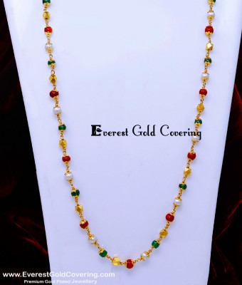 CHN386 - Traditional Gold Plated Multi Colour Beads Mala Online