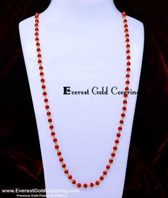 CHN388-LG- 30 Inches Long Coral Beads Chain Designs for Daily Use