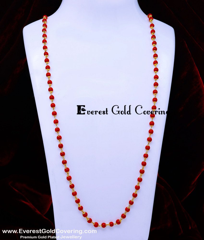 CHN388-LG- 30 Inches Long Coral Beads Chain Designs for Daily Use
