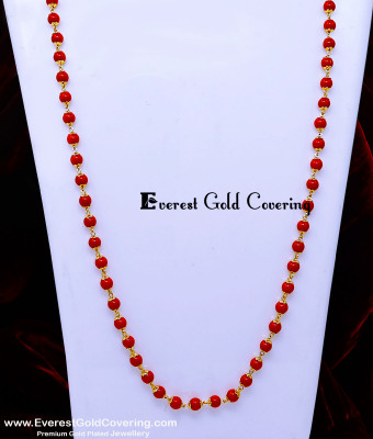 CHN388-LG- 30 Inches Long Coral Beads Chain Designs for Daily Use