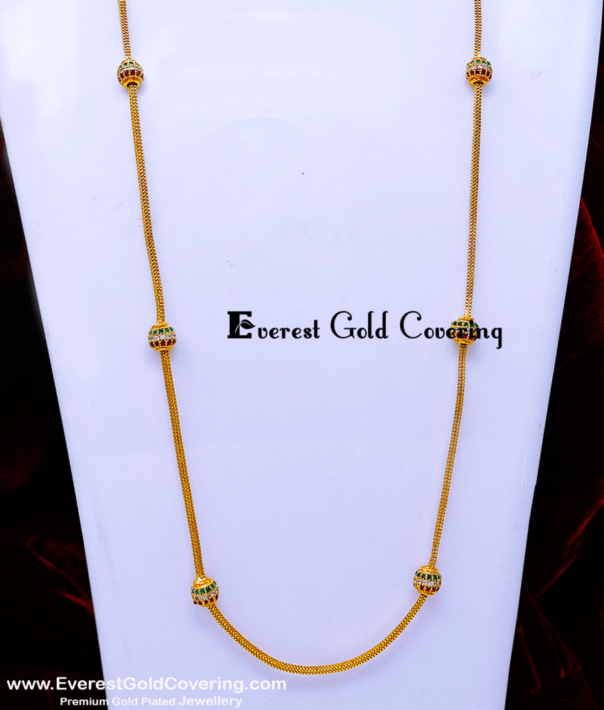 CHN389 - Latest Collection Multi Stone Ball Chain Design for Women