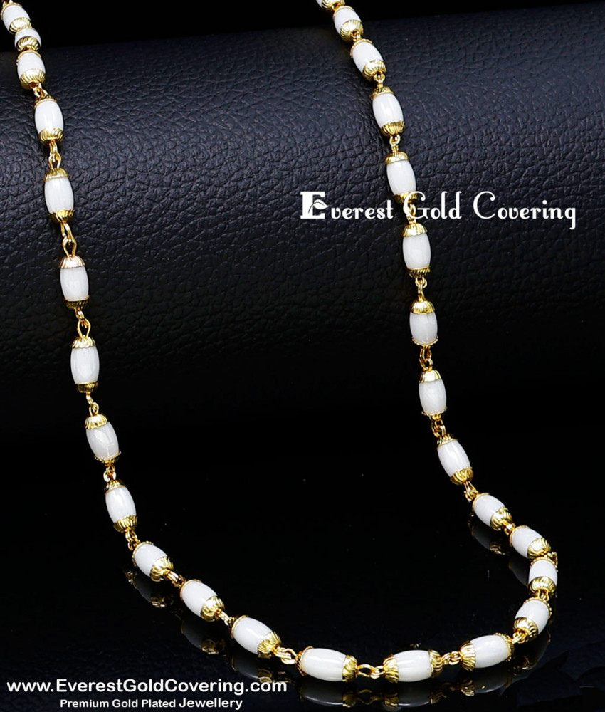 CHN390 - 1 Gram Gold Plated Daily Wear Long Pearl Chain for Women