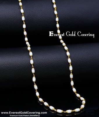CHN390 - 1 Gram Gold Plated Daily Wear Long Pearl Chain for Women