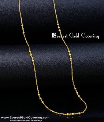 CHN391 - Cute Light Weight Daily Wear Thin Ball Chain Gold Design