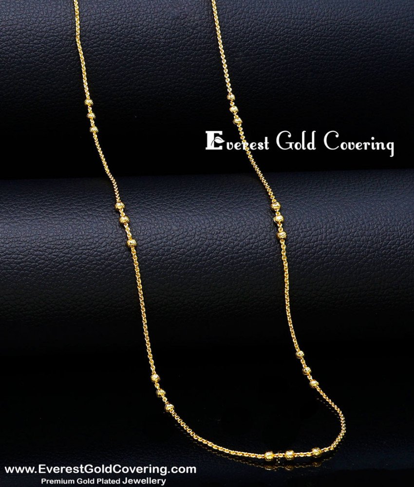 CHN391 - Cute Light Weight Daily Wear Thin Ball Chain Gold Design