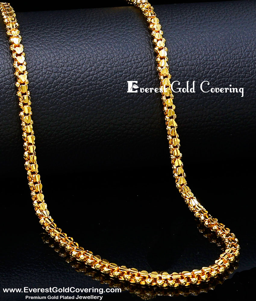 CHN392 - Gold Look Heart Design Gold Plated Chain with Guarantee