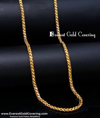 CHN393 -XLG - 36 Inches Gold Model Daily Wear Leaf Cutting 24k Gold Plated Chain