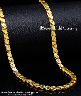 CHN403 - Real Gold Design Oval Shape 2 Gram Gold Chain Model