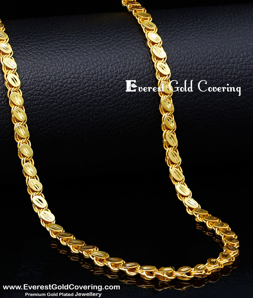 CHN403 - Real Gold Design Oval Shape 2 Gram Gold Chain Model