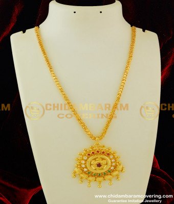 DCHN080 - New Arrival Gold Look Multi Stone Pendant with Chain Design Buy Online