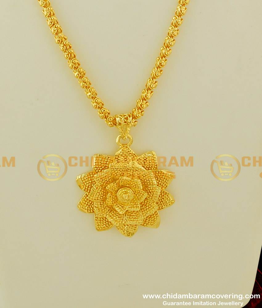 DCHN081 - Unique Designer Party Wear Floral Gold Pendant Design Buy Online