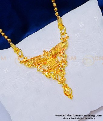 DCHN086 - Kerala Gold Design Emerald Stone Gold Plated Big Dollar with Jasmine Chain 