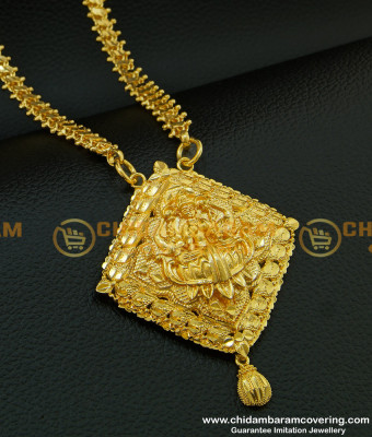 DCHN087 - New Arrival Gold Lakshmi Pendant Design With 24 Inches S Cutting Chain for Ladies