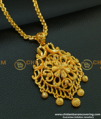 DCHN095 - Latest Long Chain with Casting Type mango designer Modern Gold Pendant Design for Female 