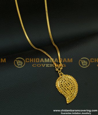 DCHN105 - Pure Gold Plated Daily Wear Long Chain With Cute Mango Pendant for Ladies