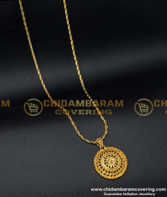 DCHN120 - Gold Covering Light Weight Daily Use Round Shape Dollar with Long Chain for Ladies