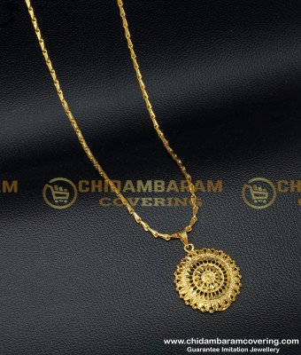DCHN124 - Flower Pendant Gold Dollar with Chain Design Imitation Jewellery Buy Online 