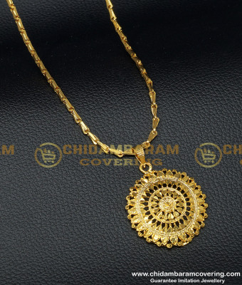 DCHN124 - Flower Pendant Gold Dollar with Chain Design Imitation Jewellery Buy Online 