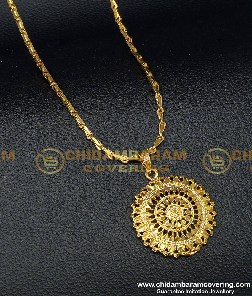 DCHN124 - Flower Pendant Gold Dollar with Chain Design Imitation Jewellery Buy Online 