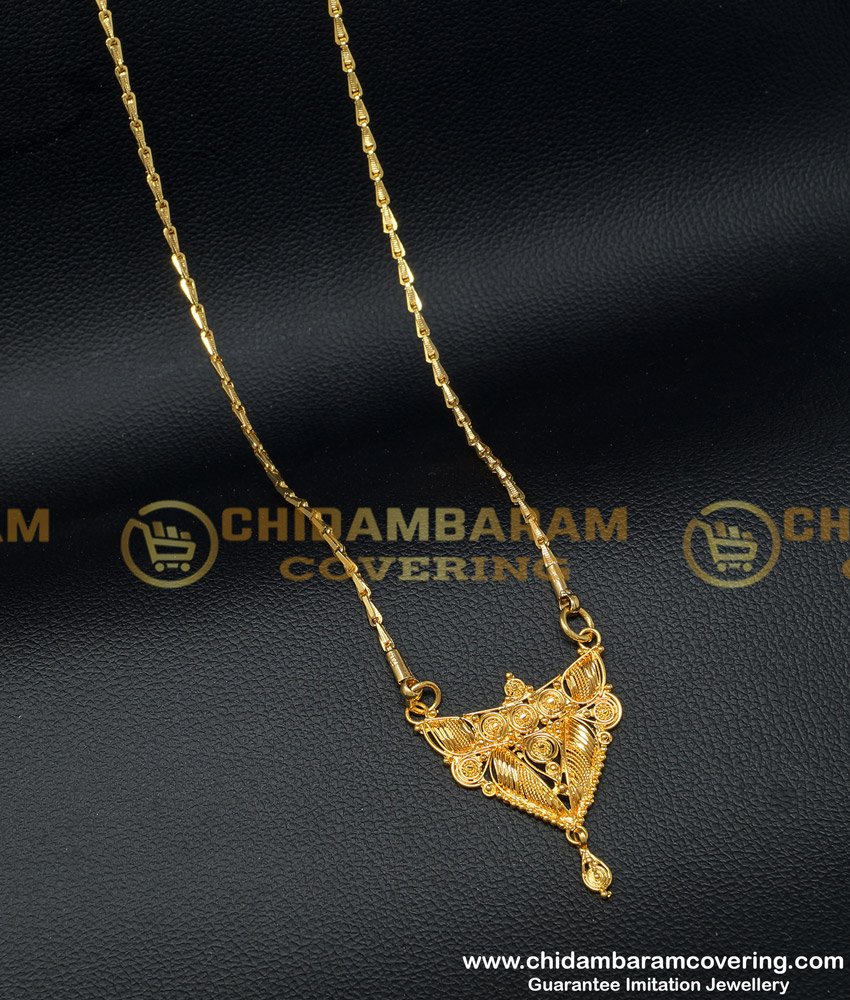 DCHN129 - Buy Indian Gold Plated Traditional Plain Dollar with Chain Online