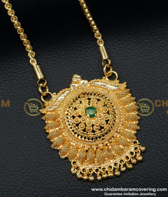 DCHN133 - Kerala Net Pattern Ruby Stone Design Dollar Chain Gold Plated Jewellery