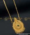 DCHN134 - Kerala Green Stone Gold Plated Big Dollar with Chain Gold Chain Designs for Ladies 