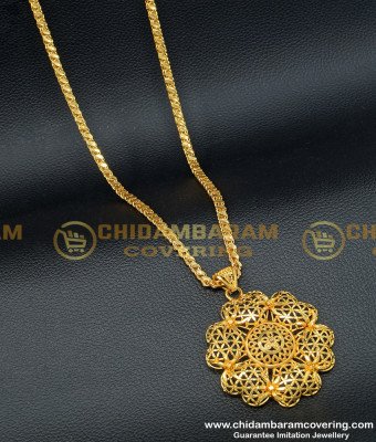 DCHN138 - Attractive Look Flower Design Big Gold Dollar Design Gold Plated Oval Cut Chain Online