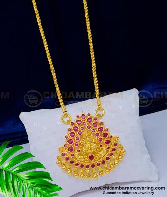 DCHN150 - Beautiful Latest Full Stone Lakshmi Devi dollar with Long Thali Saradu Chain for Women