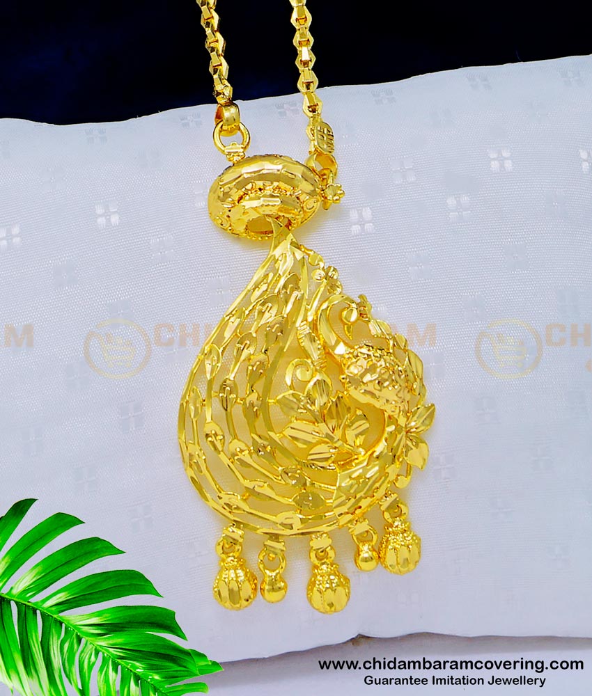 DCHN153 - Latest Gold Pattern Designer Dollar with Long Chain One Gram Gold Jewellery 