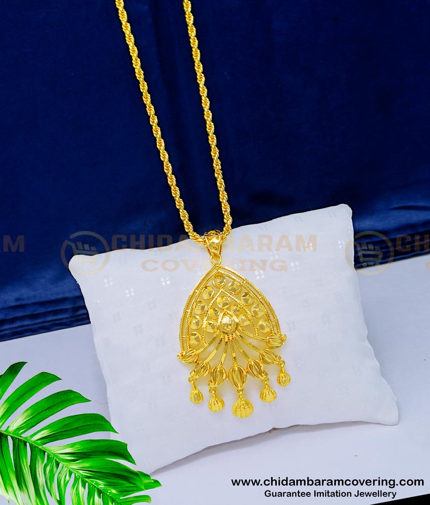 DCHN154 - Attractive Gold Design Pendant with Chain Original Gold Plated Jewellery Online