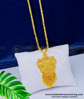 DCHN156 - Beautiful Bridal Wear Plain Designer Gold Covering Dollar Chain Buy Online