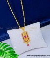 DCHN165 - New Arrival White and Ruby Stone Gold Covering Dollar Chain for Girls