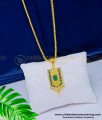 DCHN166 - New Arrival White and Emerald Stone Gold Plated Pendant Chain for Girls