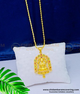 DCHN169 - New Model Ad Stone Lakshmi Dollar with Chain One Gram Gold Jewellery