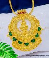 DCHN177 - Trendy Gold Covering Lakshmi Design Green Palakka Big Dollar with Long Chain